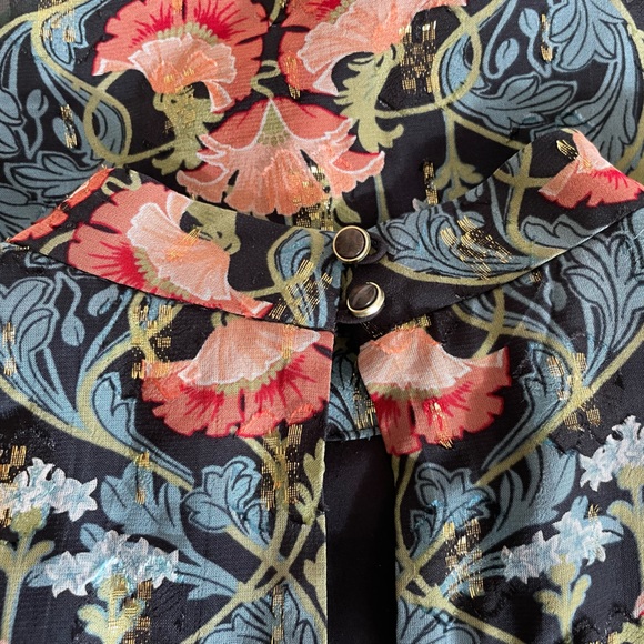 Anthropologie Meadow Rue Blue Pink Gold Top 0 - Picture 8 of 8